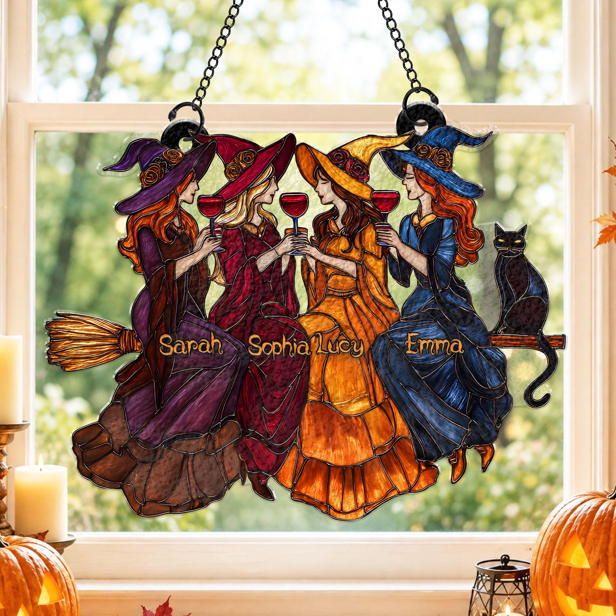 Personalised Witch Friends Halloween Suncatcher - Image 2