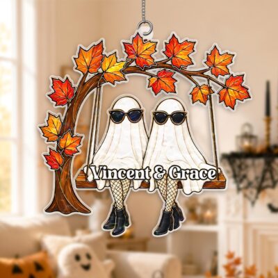 Personalised Ghost Friends Halloween Suncatcher