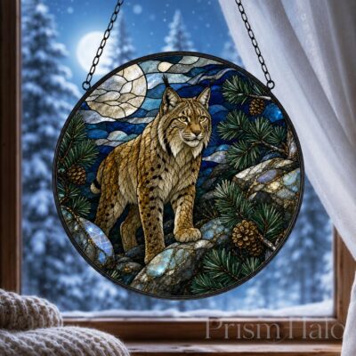 Lynx Moon Forest Wildlife Suncatcher