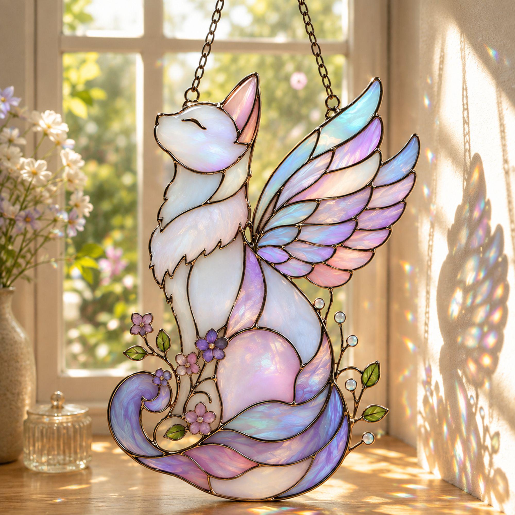 Winged Angel Cat Celestial Suncatcher - Image 3