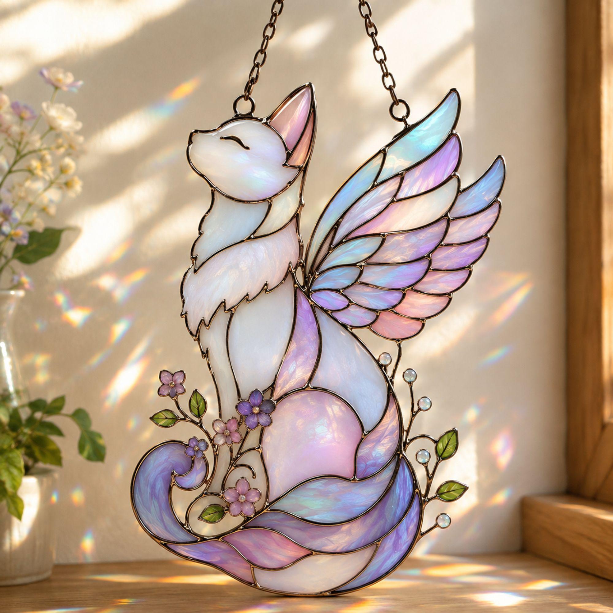 Winged Angel Cat Celestial Suncatcher - Image 4