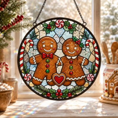 Christmas Gingerbread Couple Suncatcher