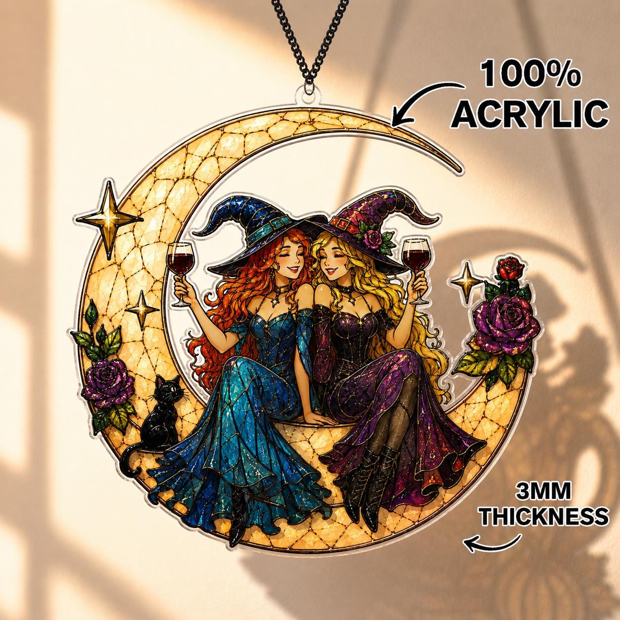 Personalised Witchy Friends Halloween Suncatcher - Image 2