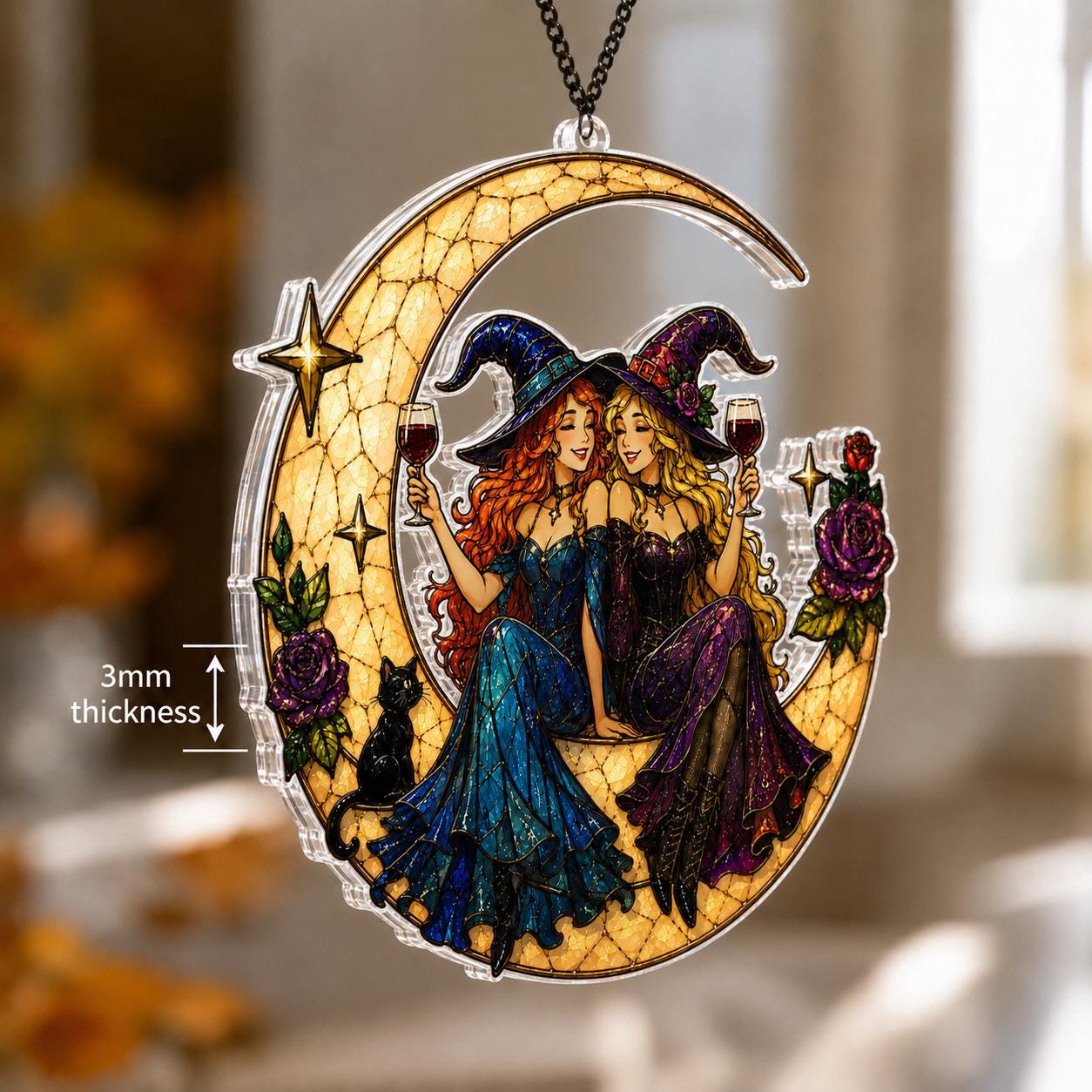 Personalised Witchy Friends Halloween Suncatcher - Image 3