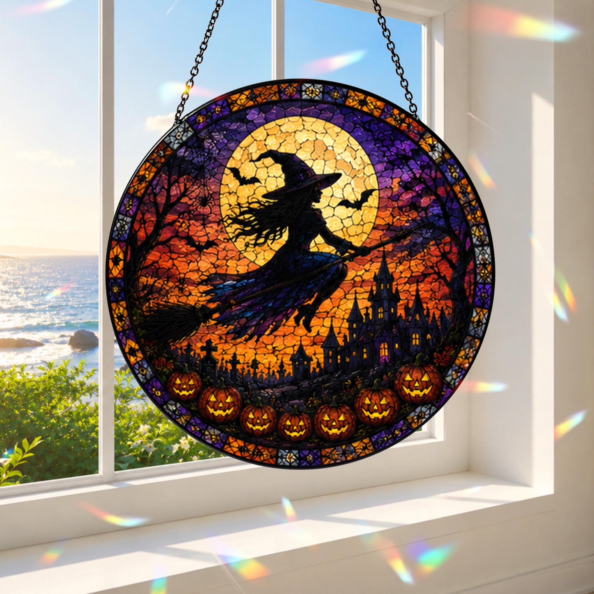 Halloween Witch Moon Castle Suncatcher - Image 3