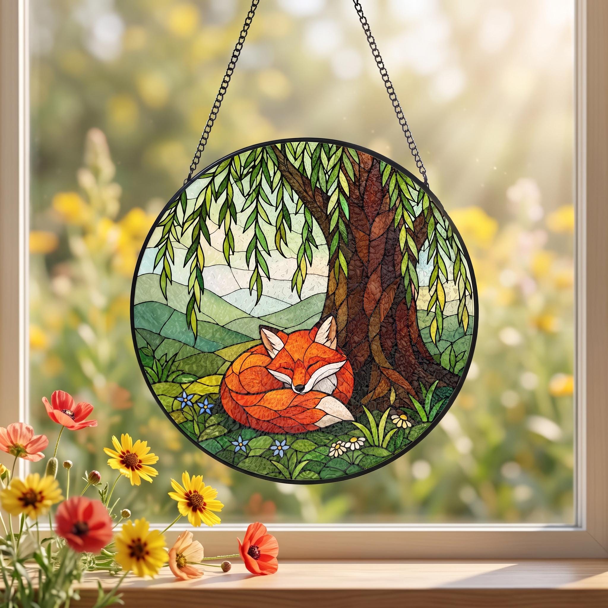 Sleeping Fox Willow Tree Suncatcher