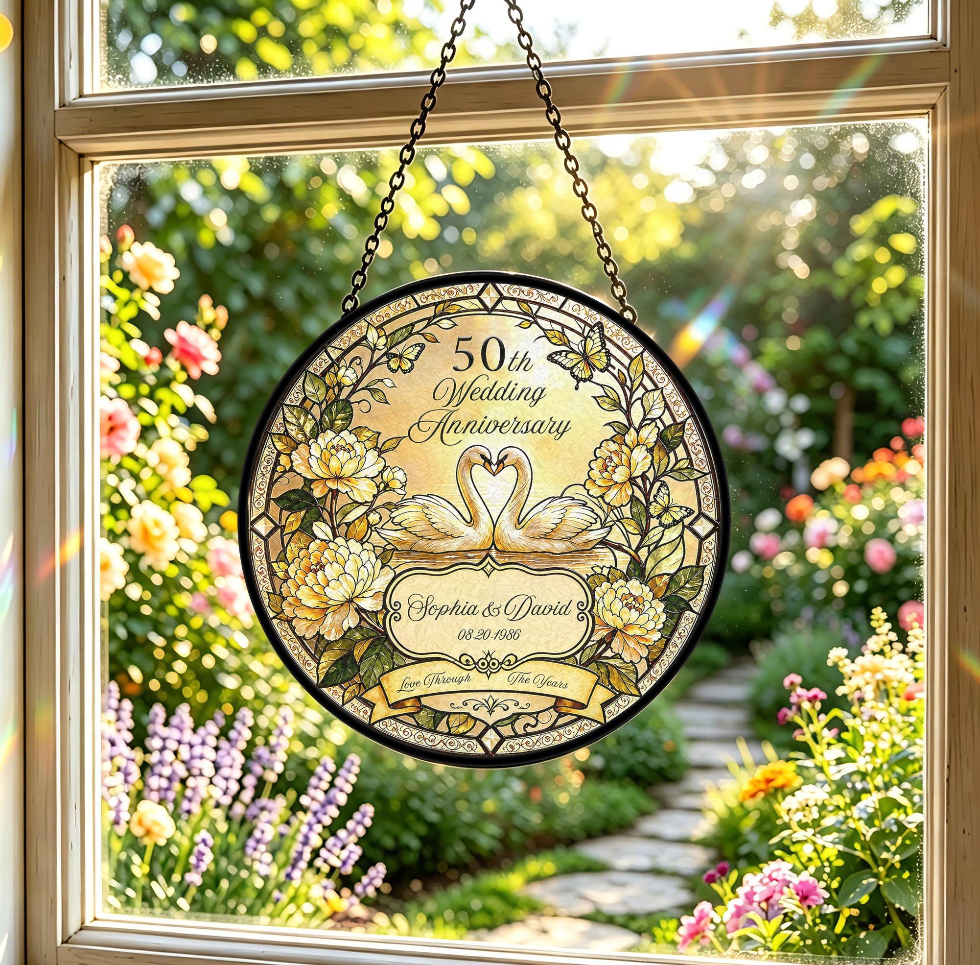 Wedding Anniversary Cherished Couple Custom Suncatcher - Image 2