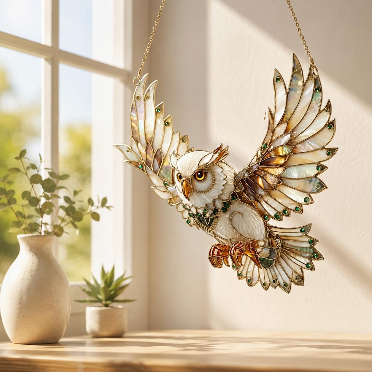 White Owl Flying Bird Suncatcher - Image 2