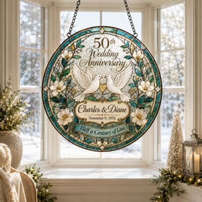 Wedding Anniversary Romantic Couple Custom Suncatcher