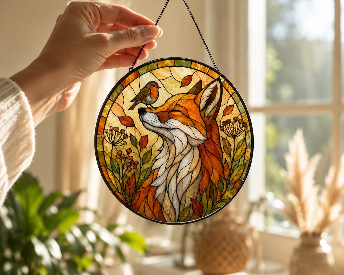 Fox Bird Colourful Forest Suncatcher - Image 4