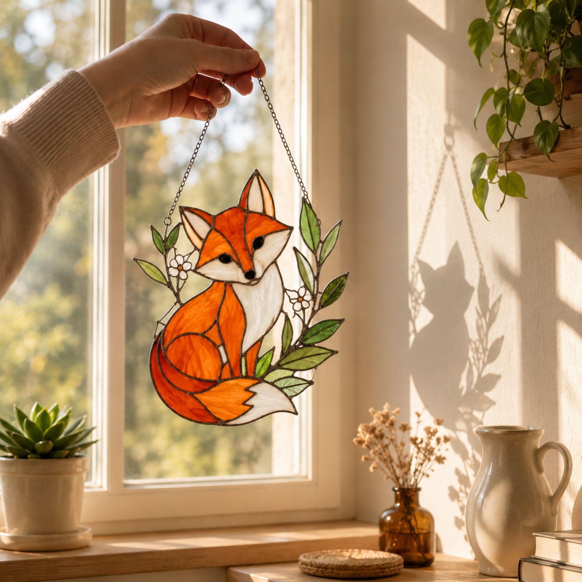 Fox Blue Butterfly Woodland Suncatcher - Image 3