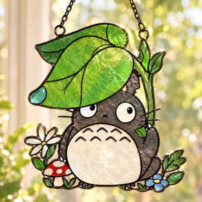 Woodland Animal Mushroom Glass Suncatcher