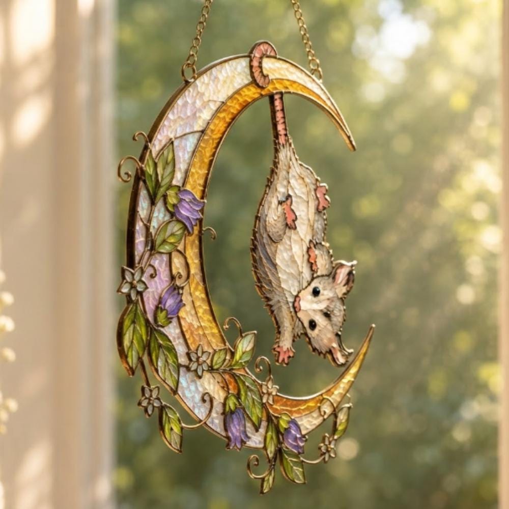 Opossum Moon Celestial Floral Suncatcher - Image 3