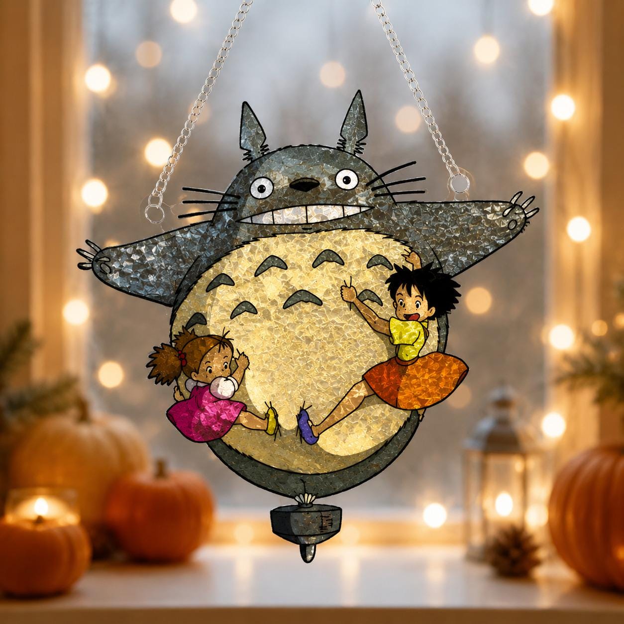 Totoro Satsuki Mei Glass Suncatcher