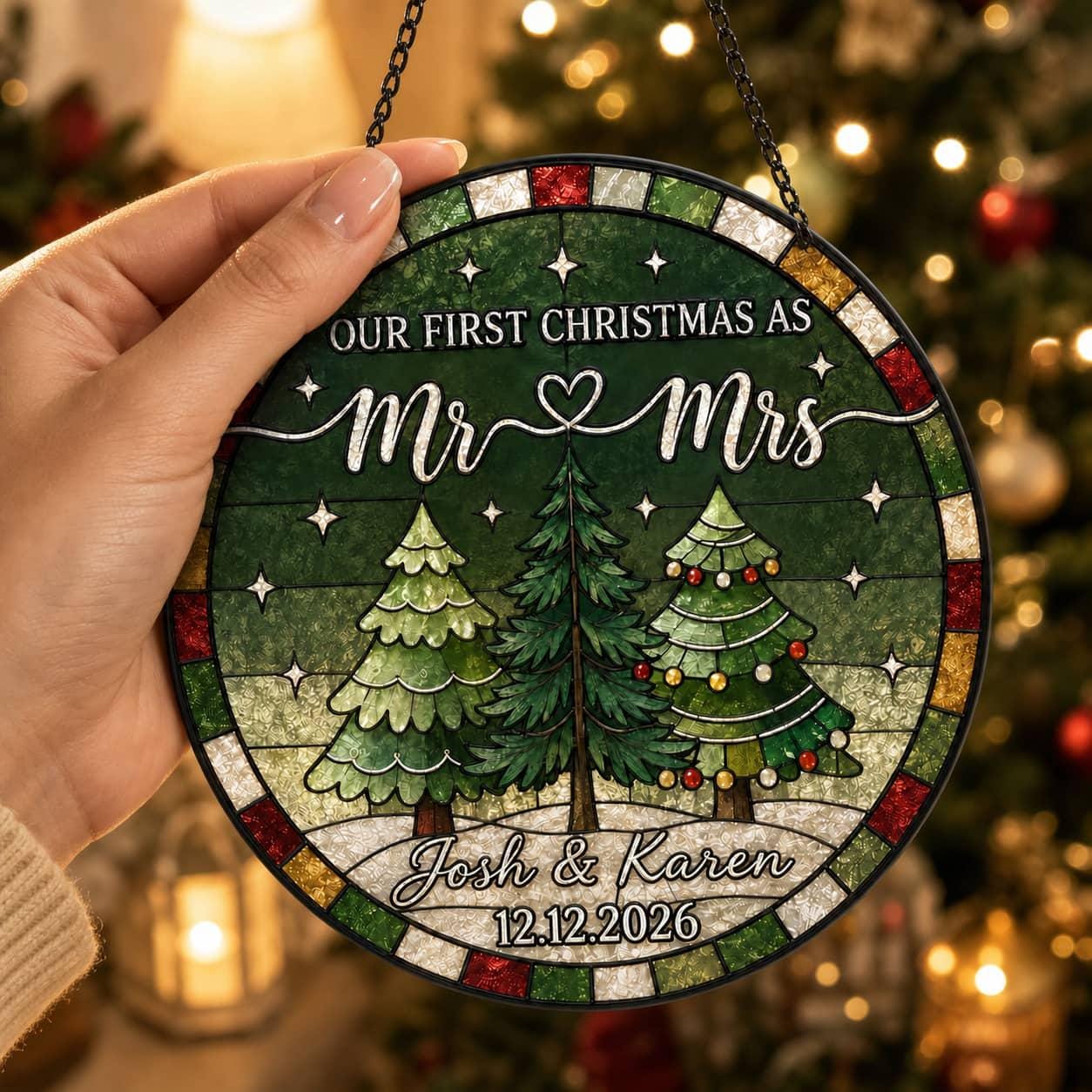 First Christmas Couple Custom Suncatcher - Image 2
