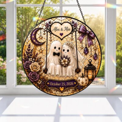 Eternal Halloween Ghost Wedding Custom Suncatcher