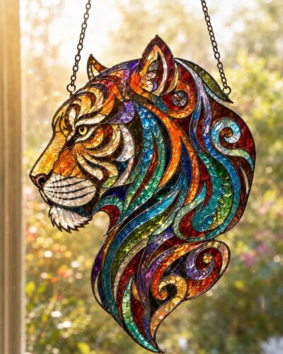 Tiger Colourful Wildlife Acrylic Suncatcher