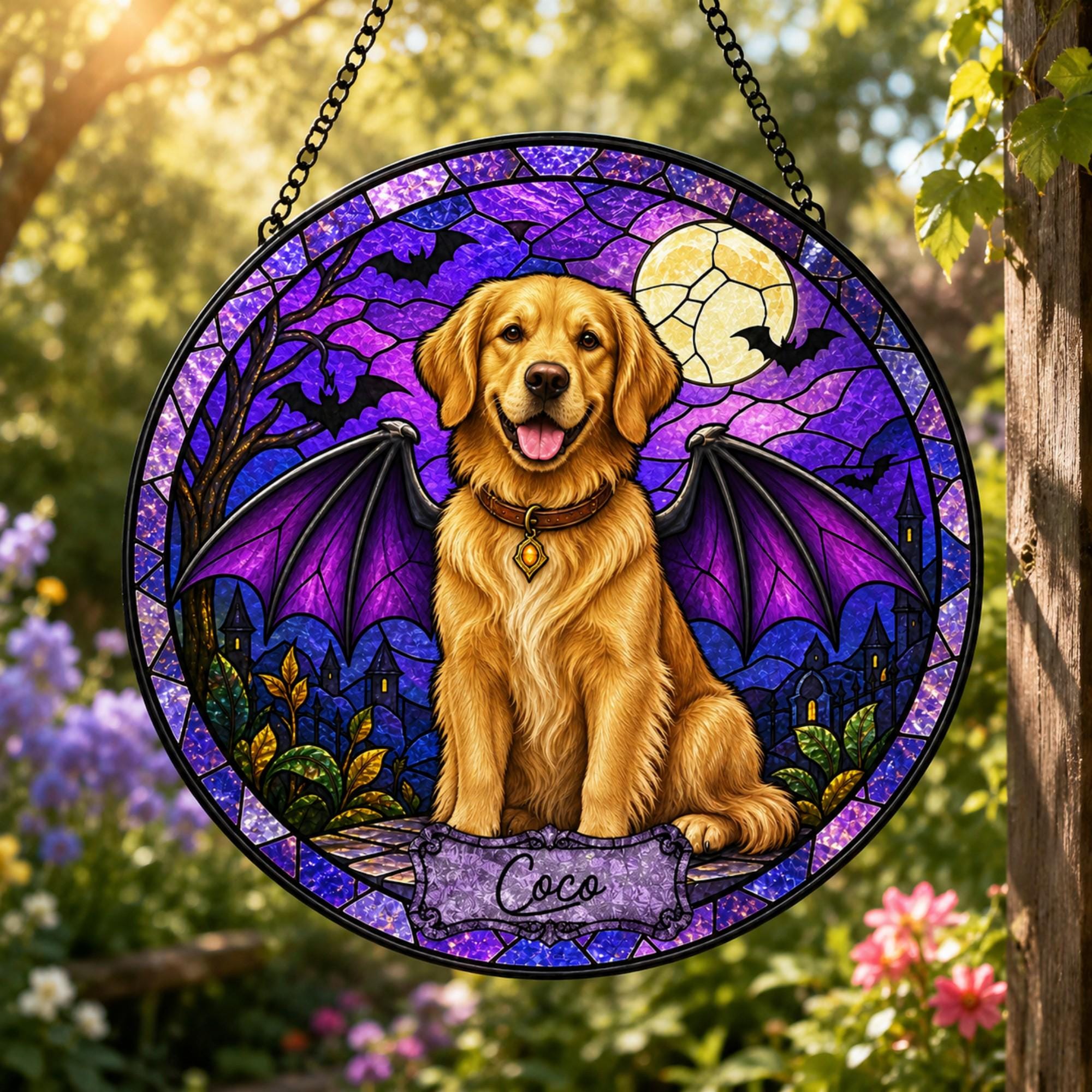 Personalised Halloween Ghost Dog Suncatcher