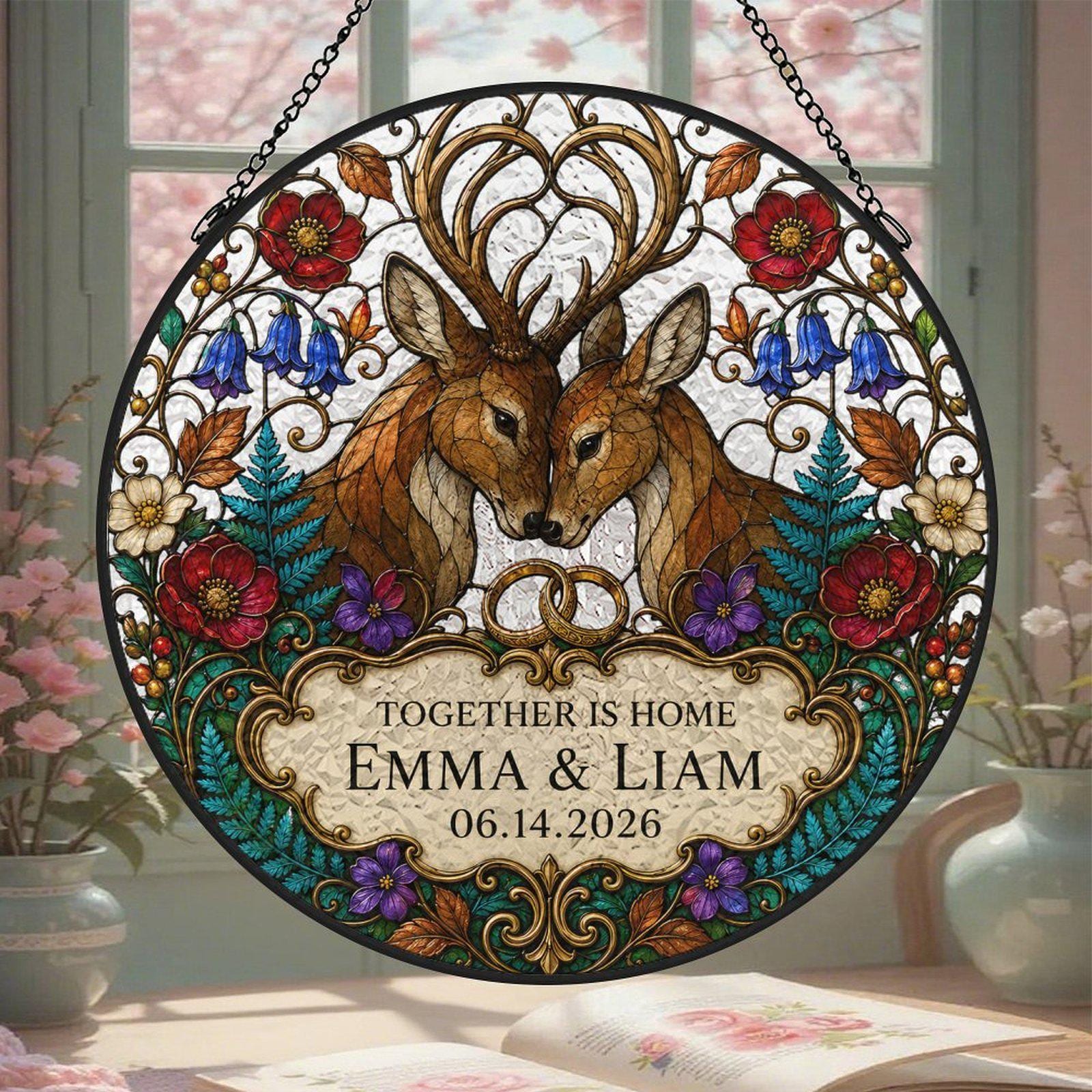 Woodland Deer Wedding Custom Suncatcher