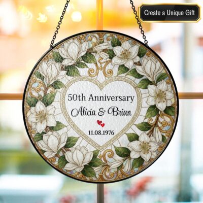 Wedding Anniversary Loving Couple Custom Suncatcher
