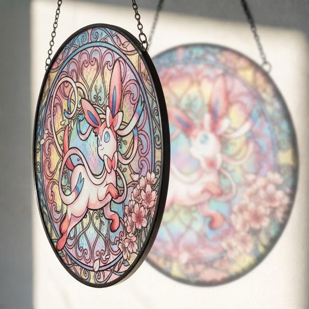 Sylveon Fairy Sakura Glass Suncatcher - Image 4