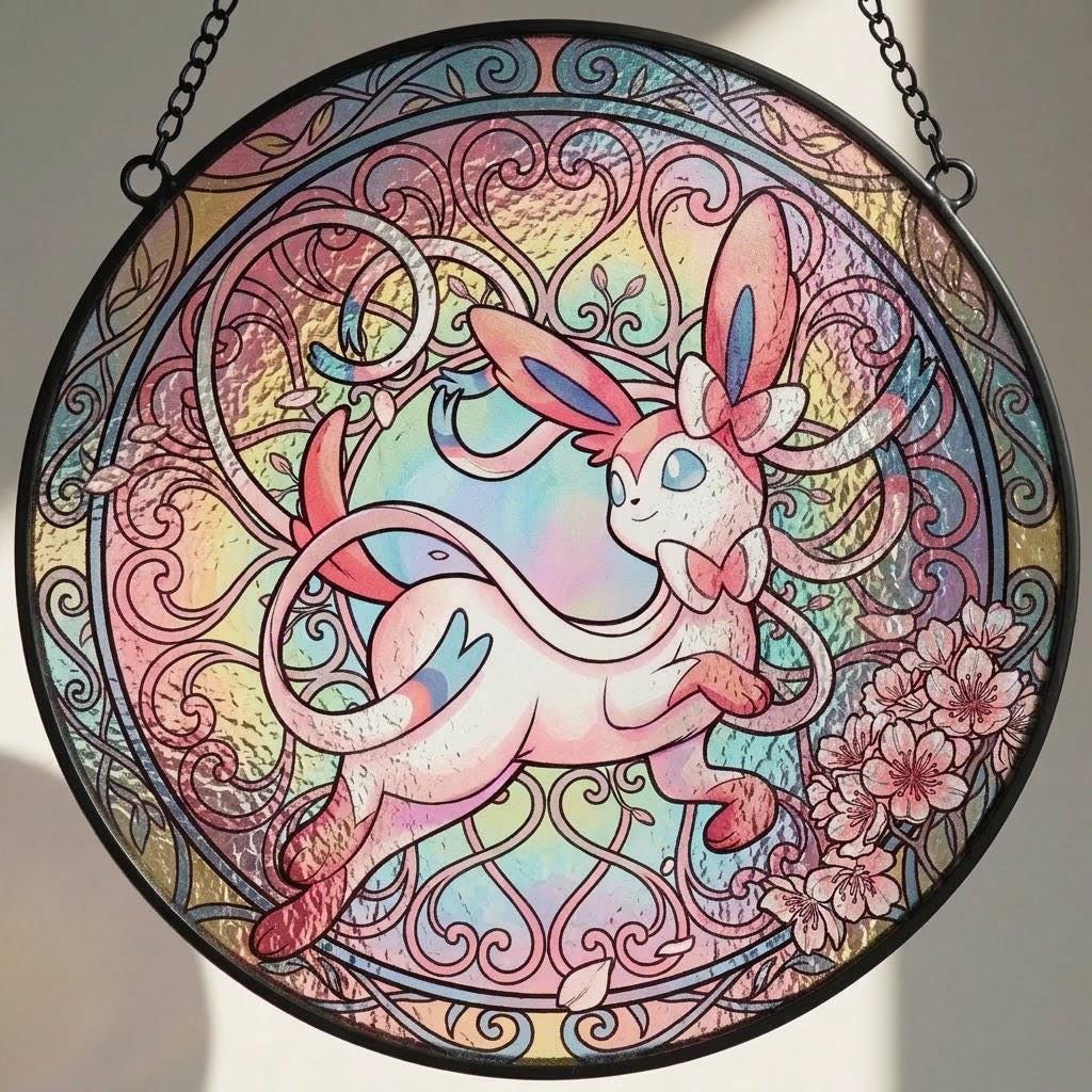 Sylveon Fairy Sakura Glass Suncatcher - Image 3