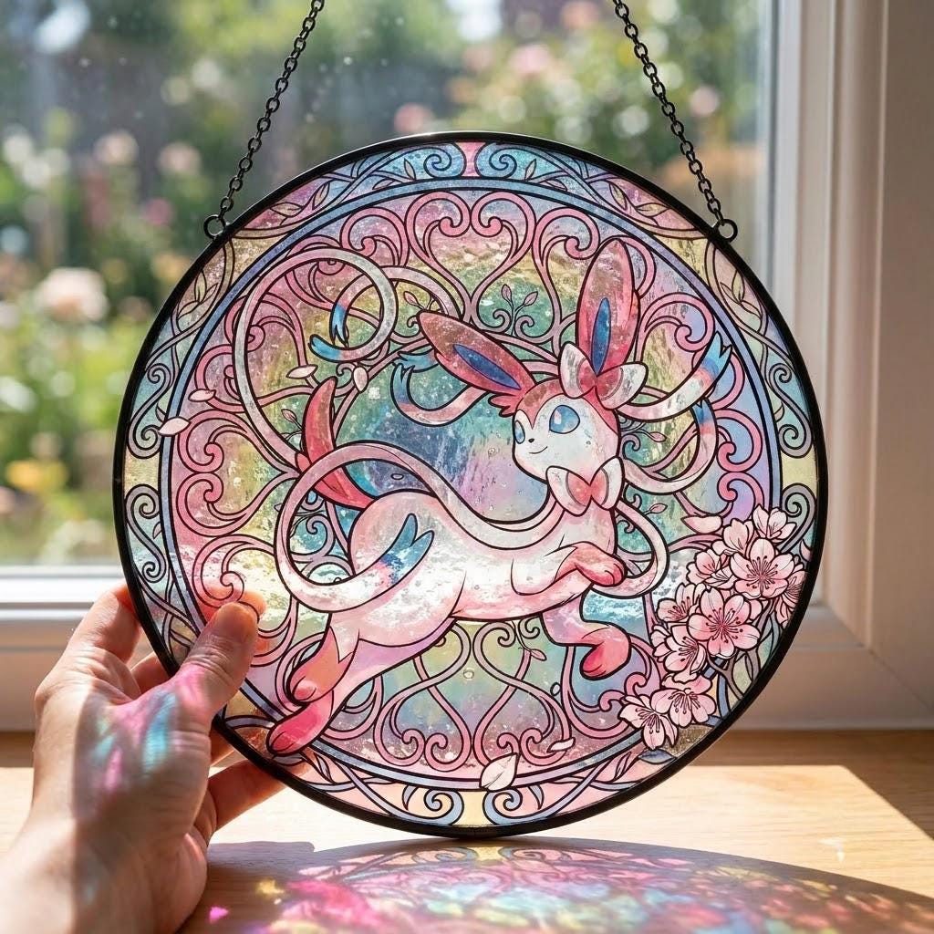Sylveon Fairy Sakura Glass Suncatcher - Image 2