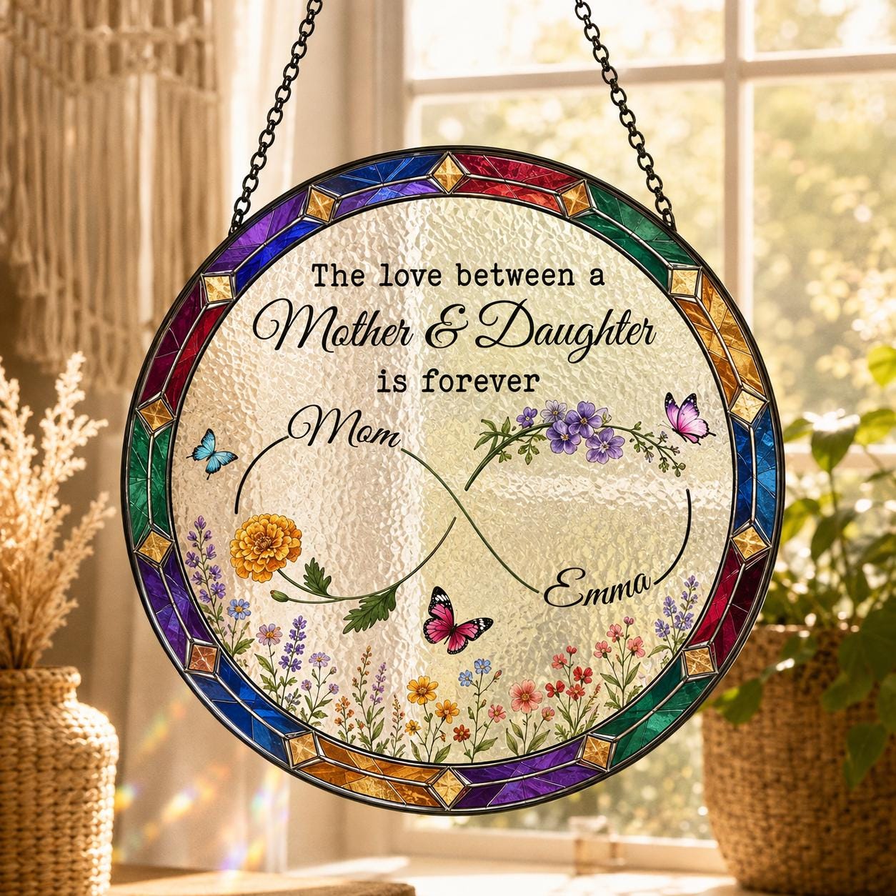 Family Mother Daughter Layered Custom Suncatcher