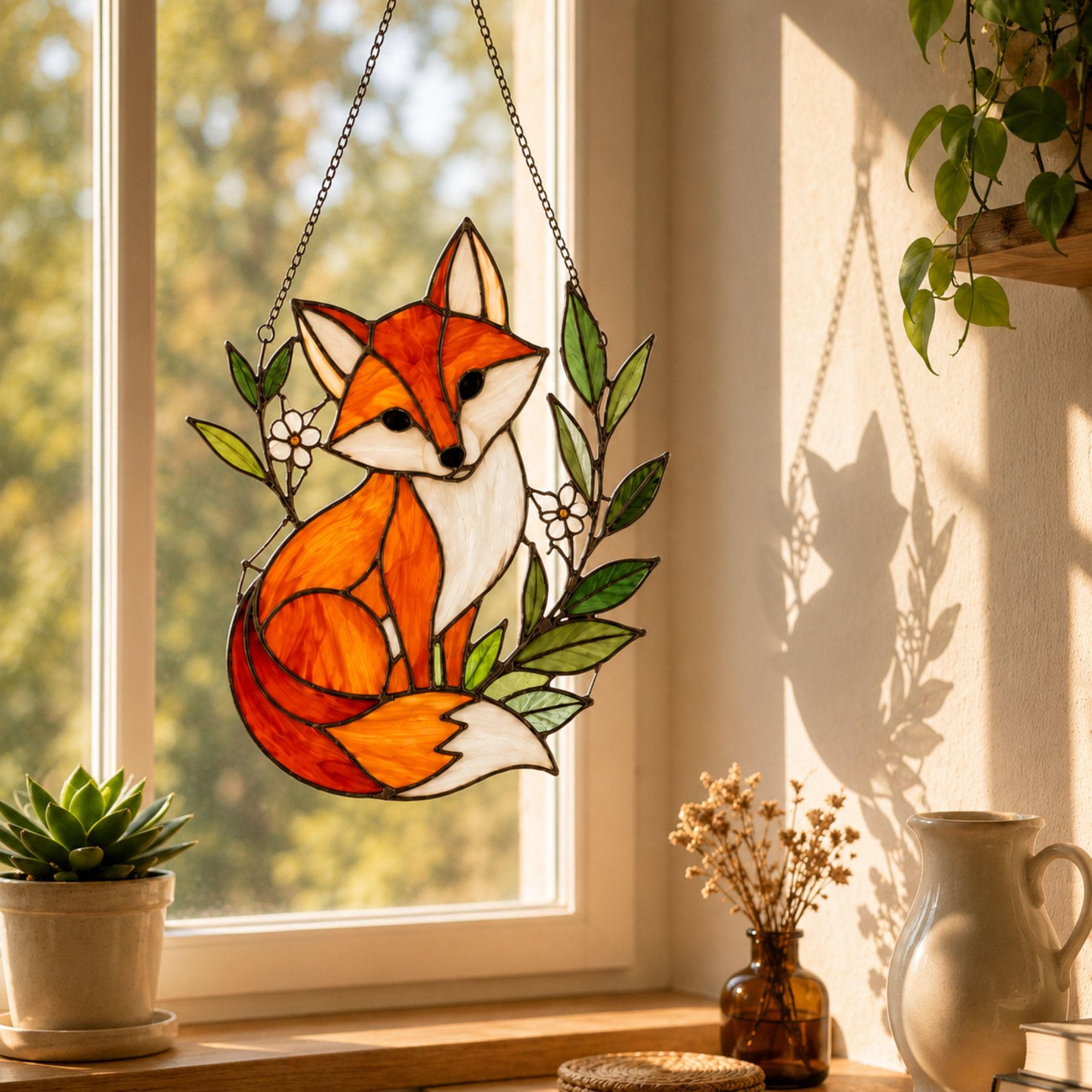 Fox Blue Butterfly Woodland Suncatcher