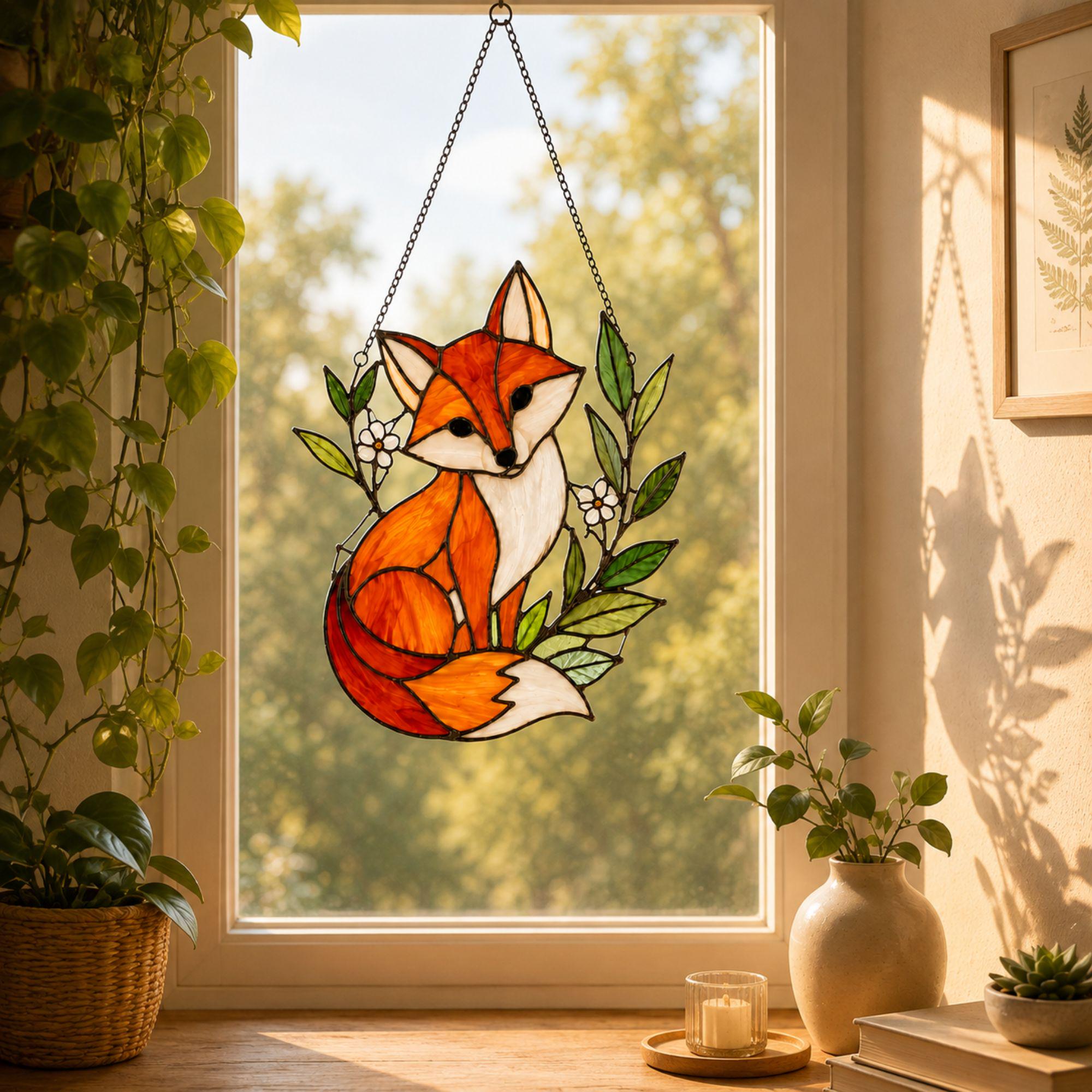 Fox Blue Butterfly Woodland Suncatcher - Image 2