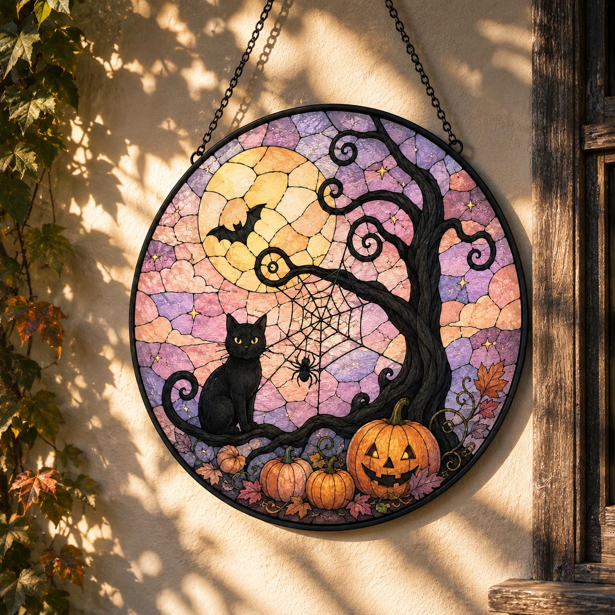 Halloween Black Cat Pumpkin Suncatcher - Image 3