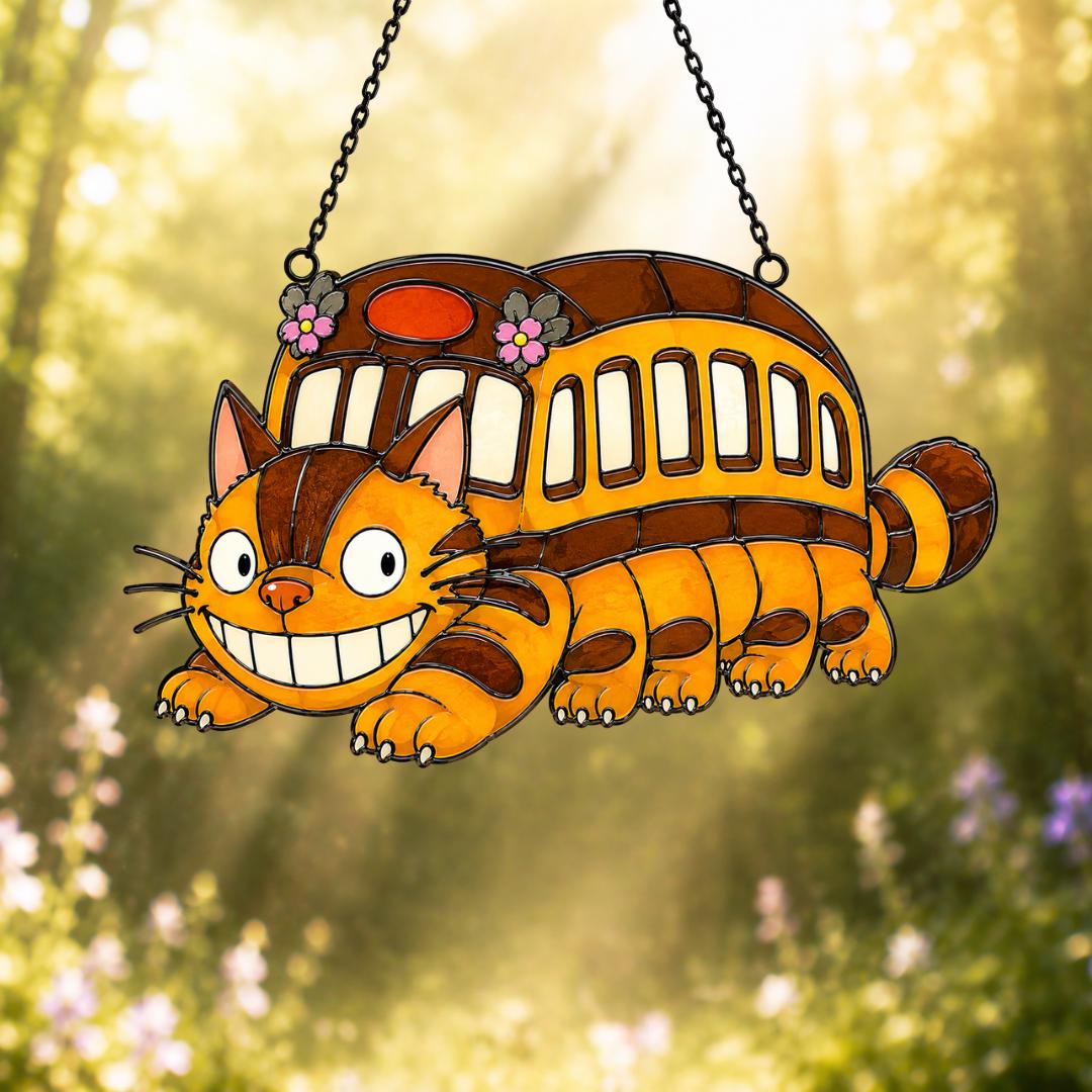 Totoro Catbus Anime Glass Suncatcher