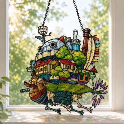 Magical Moving Castle Glass Suncatcher
