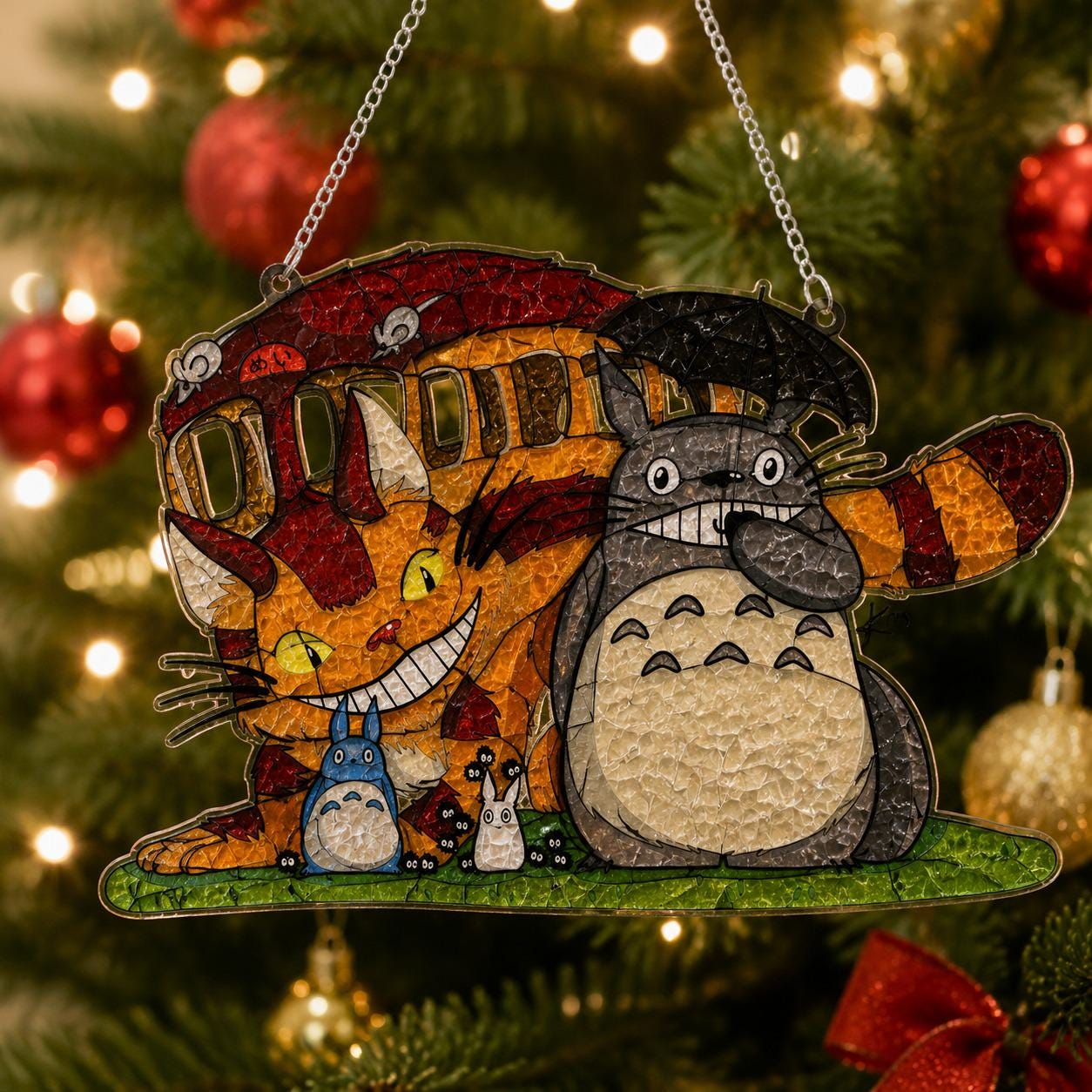Totoro Catbus Friends Glass Suncatcher - Image 2