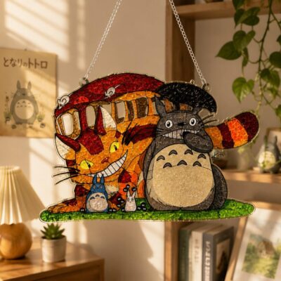 Totoro Catbus Friends Glass Suncatcher