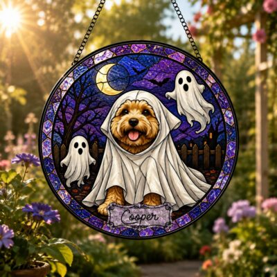 Personalised Halloween Dog Glass Suncatcher