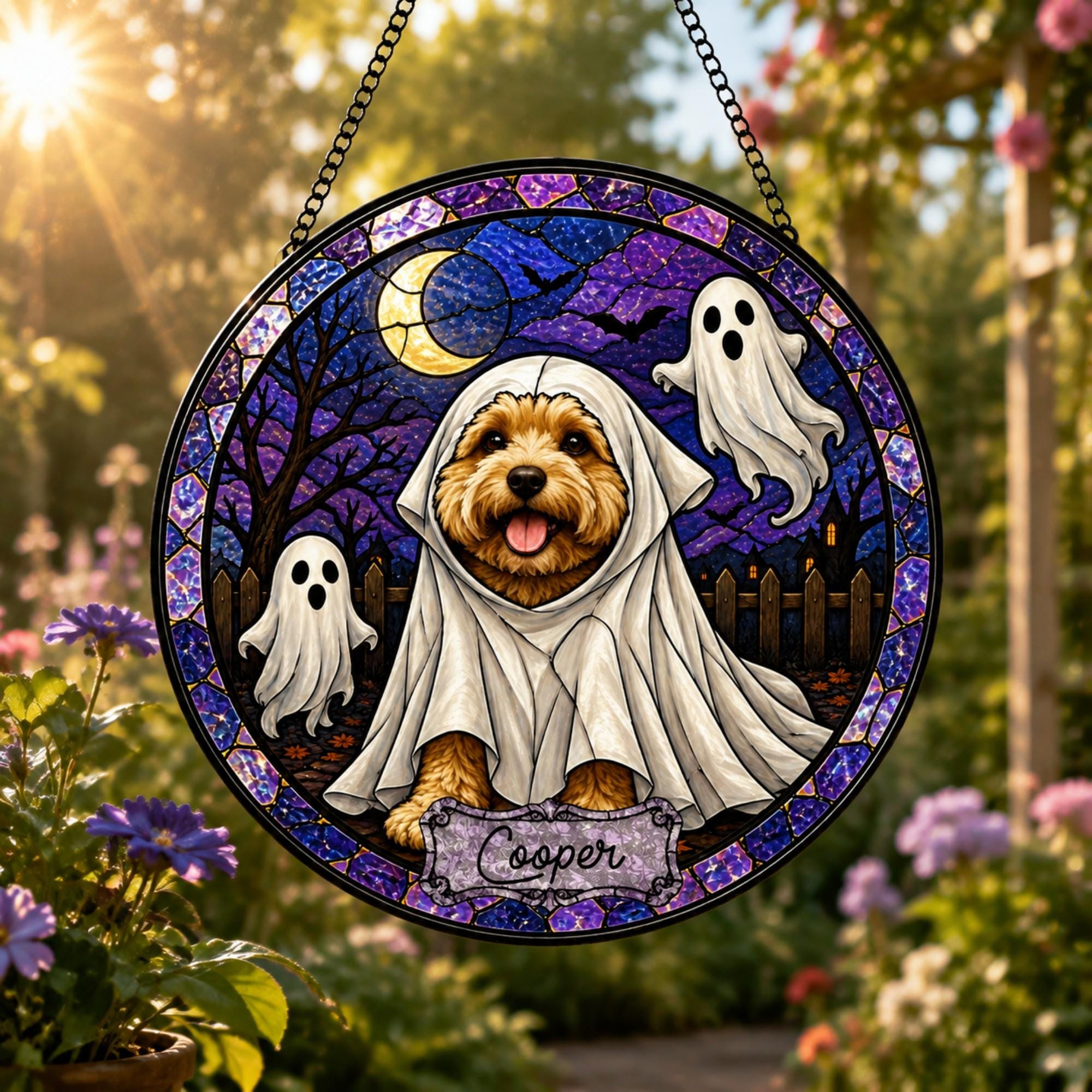 Personalised Halloween Dog Glass Suncatcher