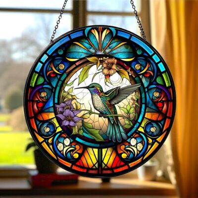 Hummingbird Floral Nature Inspired Suncatcher