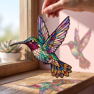 Hummingbird Rainbow Botanical Light Suncatcher