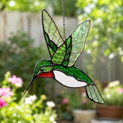 Hummingbird Green Garden Artistic Suncatcher